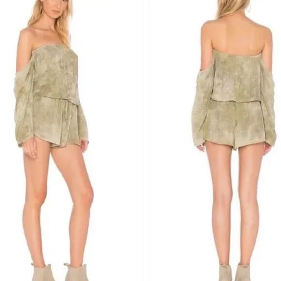 Blue life Romper Womens XS tie dye off the shoulder Cover up Resort beach boho - Picture 1 of 9